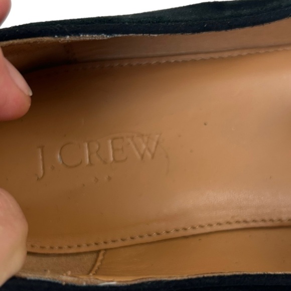 J. Crew women SZ 9.5 Black Suede Leather Slip On Ballet Flat Loafer Preppy Shoes - Picture 8 of 9